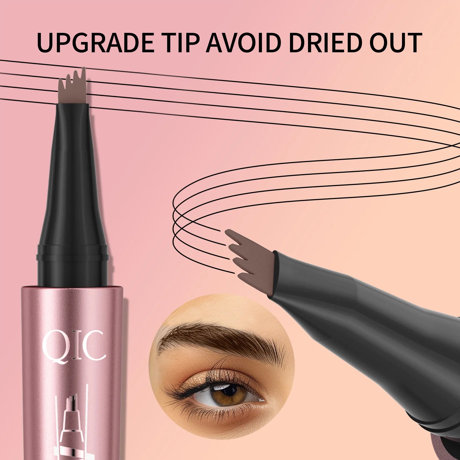 Stylo Sourcils Microblading 4 Pointes – Traçage 3D Instantané, Effet Poils, Waterproof Toute la Journée